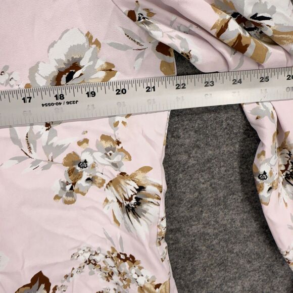 White House Black Market Top Women M Medium White Floral Button Up V-Neck Casual - Picture 5 of 7